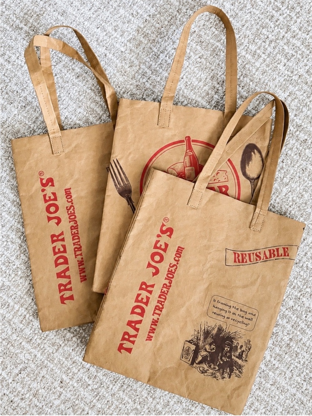 Trader Joe's 3 Washable Paper Grocery Bags